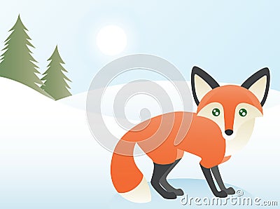 Fox Christmas Card Vector Illustration