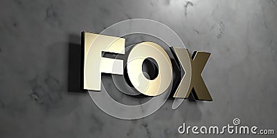 Fox - Gold sign mounted on glossy marble wall - 3D rendered royalty free stock illustration Cartoon Illustration
