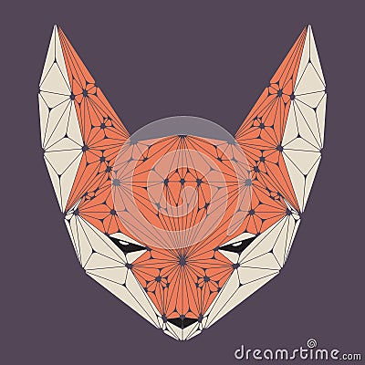 Fox head. Fox face. Polygon illustration. Cartoon Illustration