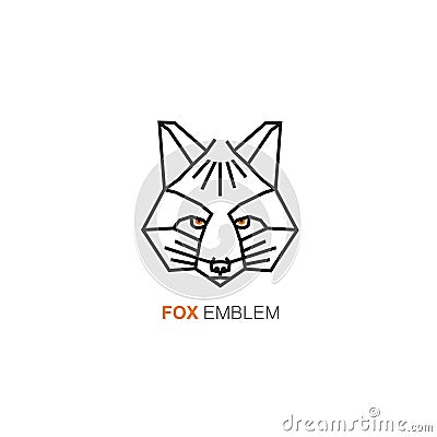 Fox head - logo design template in linear style - wild animal icon. Vector Illustration