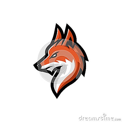 Fox head mascot logo vector illustration, with a wise eye look Cartoon Illustration