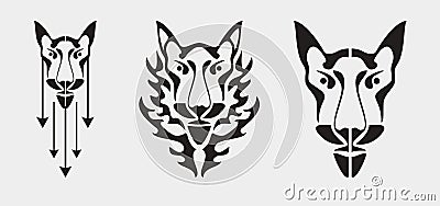 Fox head symbol - three variants Vector Illustration
