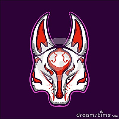 Fox Japanese Kitsune Mask Vector Illustration Vector Illustration