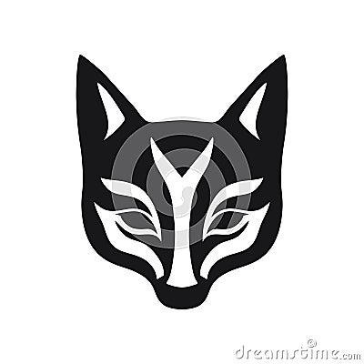 Fox Kitsune mask logo of Animal face clipart Vector Illustration