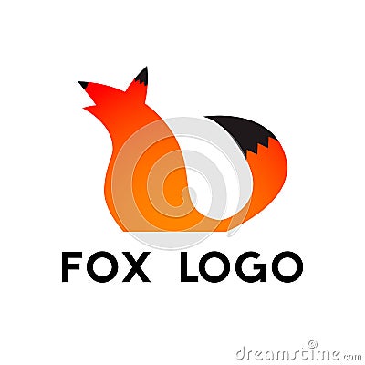 Fox logo template. Orange fox symbol with tail. Vector illustration. Vector Illustration