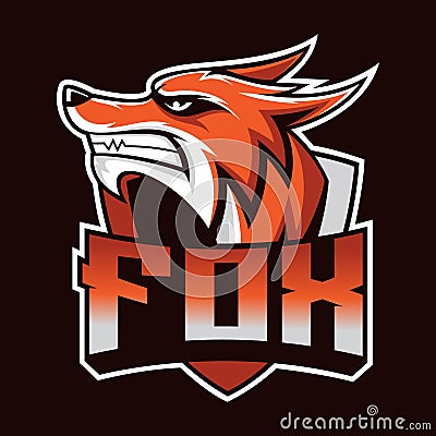 Fox head shield mascot logo Stock Photo