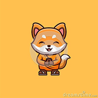 Fox Monk Cute Creative Kawaii Cartoon Mascot Stock Photo