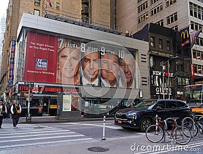 Fox News Channel billboard posted at the corner of 6th Avenue and 47th Street in New York Editorial Stock Photo