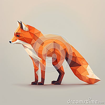 Fox origami. Polygonal origami style. Vector illustration. Cartoon Illustration