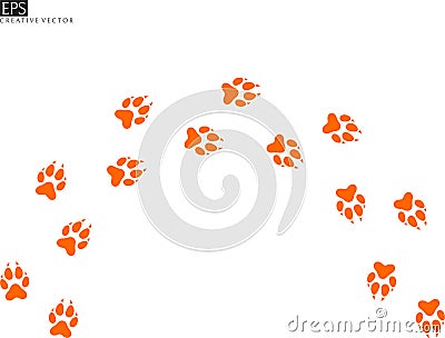 Fox paw print. Wild animal. Silhouette Vector Illustration