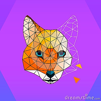 Fox polygon logo / icon. Art illustration Cartoon Illustration