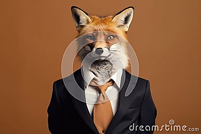 fox posing in business suit red fox vulpes Generative AI Stock Photo