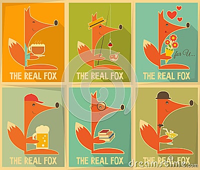 Fox Posters Vector Illustration