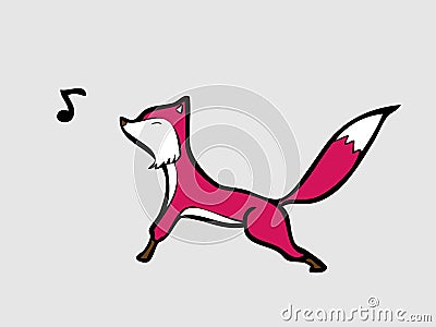 Fox singing Vector Illustration