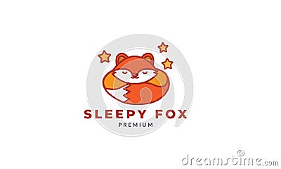 Fox sleep cute cartoon with star modern logo icon vector illustration Vector Illustration