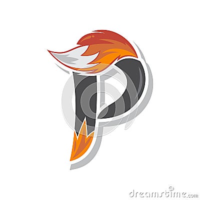 fox tail fire logo logotype alphabet initial letter design vector art Vector Illustration