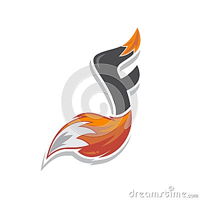 fox tail fire logo logotype alphabet initial letter music note Vector Illustration