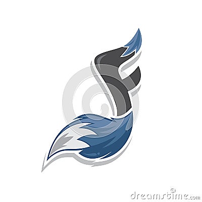 Fox tail fire logo logotype alphabet initial letter music note Vector Illustration