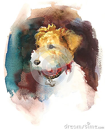 Fox Terrier Dog Watercolor Pets Animals Illustration Hand Painted Cartoon Illustration
