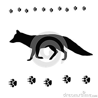 Fox tracks animal contour black Stock Photo