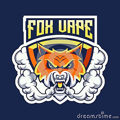 Fox head shield vape mascot logo Stock Photo