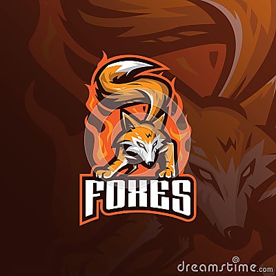 Fox vector mascot logo design with modern illustration concept style for badge, emblem and tshirt printing. angry fox illustration Vector Illustration