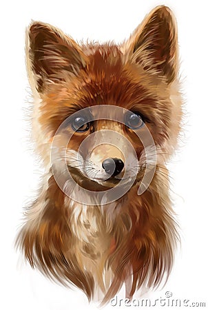 Fox watercolor painting Stock Photo