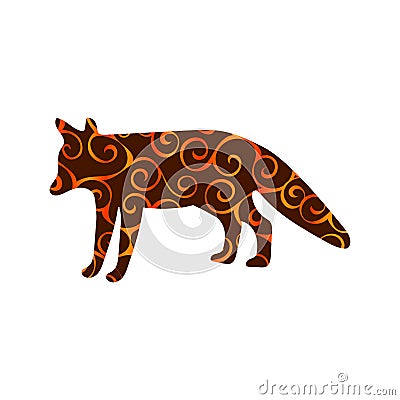 Fox wildlife color silhouette animal Vector Illustration