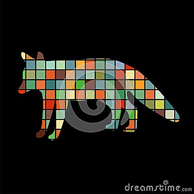Fox wildlife color silhouette animal Vector Illustration