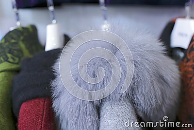 Fox wool collar Stock Photo
