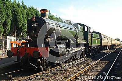 Foxcote manor steam engine and train - England Editorial Stock Photo