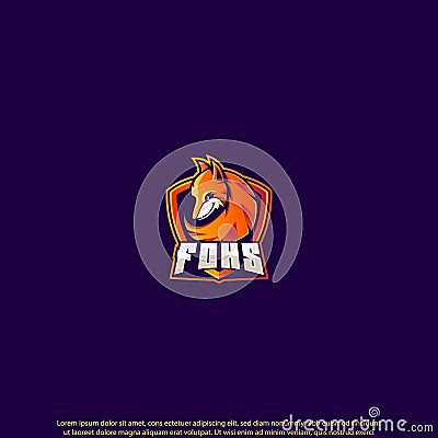 Fox head shield mascot logo Vector Illustration