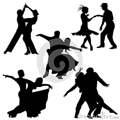 Foxtrot dance/ Couple dance/Ballroom dance silhouette vector Vector Illustration