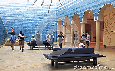 Foyer of Blanton Museum of Art at the entrance to the University of Texas at Austin Editorial Stock Photo