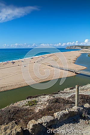 Foz do Sizandro beach in Silveira, Portugal. Editorial Stock Photo