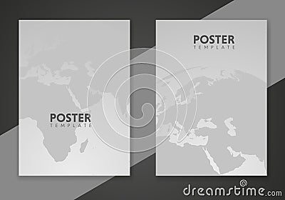 Trendy world concept poster set. Vector cover templates with world map. Vector Illustration