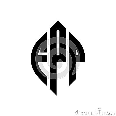 FPP circle letter logo design with circle and ellipse shape. FPP ellipse letters with typographic style. The three initials form a Vector Illustration