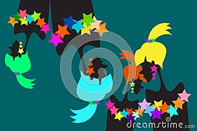 Colorful illustration of amazing abstract fashionable girls silhouettes. Vector Illustration