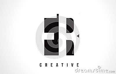 FR F R White Letter Logo Design with Black Square. Vector Illustration