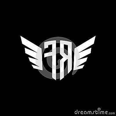 FR Monogram Wing Shape Style Vector Illustration