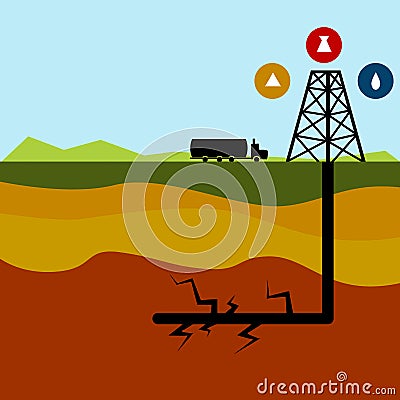 Fracking Oil Diagram Vector Illustration