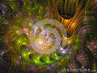 fractal abstract digital dark elegant wallpaper decoration shine flame chaos futuristic artistic Stock Photo