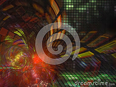 Fractal abstract digital fractal concept motion futuristic abstract technology render digital, disco, business, advertising, Stock Photo