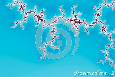 Fractal of abstract japan sakura branches with cherry blossom flowers on sky turquoise background Stock Photo