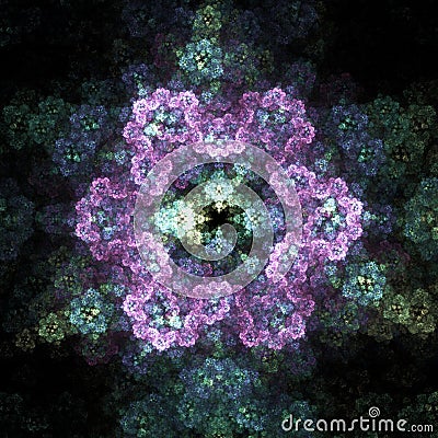 Fractal Purple Flower Hexagon | Fractal Art Background Wallpaper Stock Photo