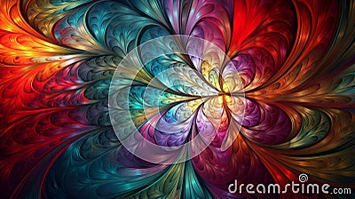 Fractal background with vibriant colors and highly textured. Generative AI Stock Photo