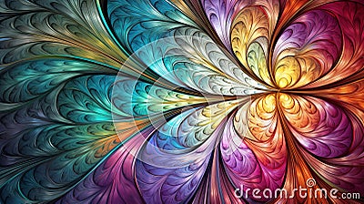 Fractal background with vibriant colors and highly textured. Generative AI Stock Photo