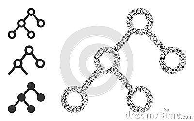 Fractal Binary Connections Icon Self Mosaic Vector Illustration