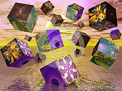 Fractal cubes Stock Photo