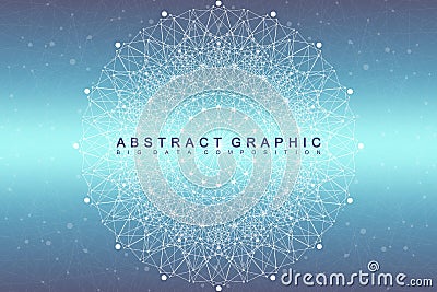 Fractal element with compounds lines and dots. Big data complex. Graphic abstract background communication. Minimal Vector Illustration
